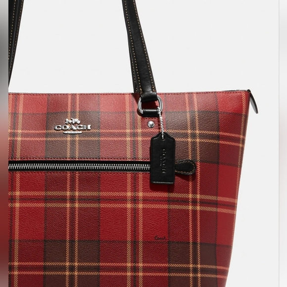 New 🎀 Coach Gallery Tote With Tartan Plaid Print Bag - Picture 3 of 6